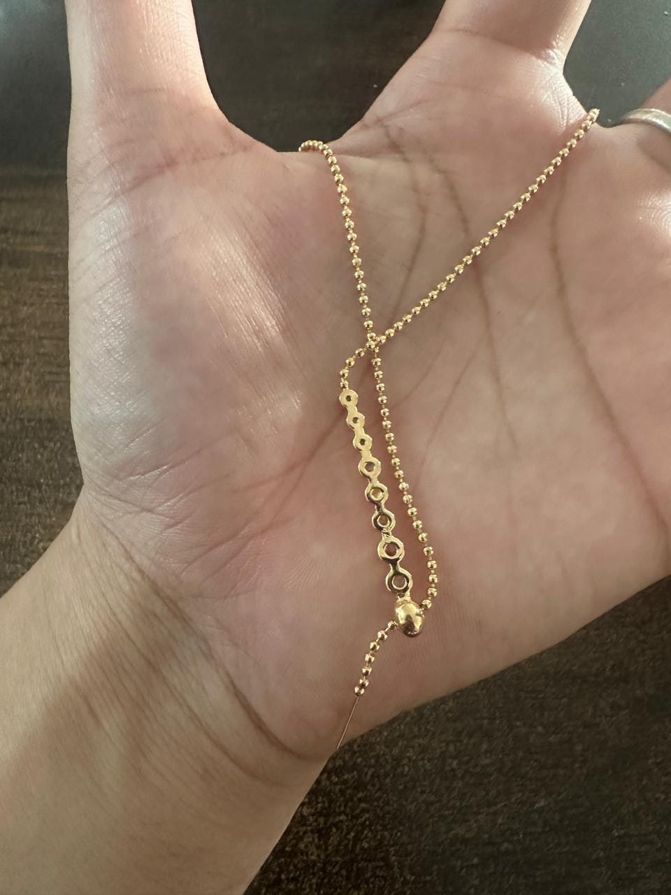 14K Gold Moissanite Necklace: Adjustable Ball Chain Pendant