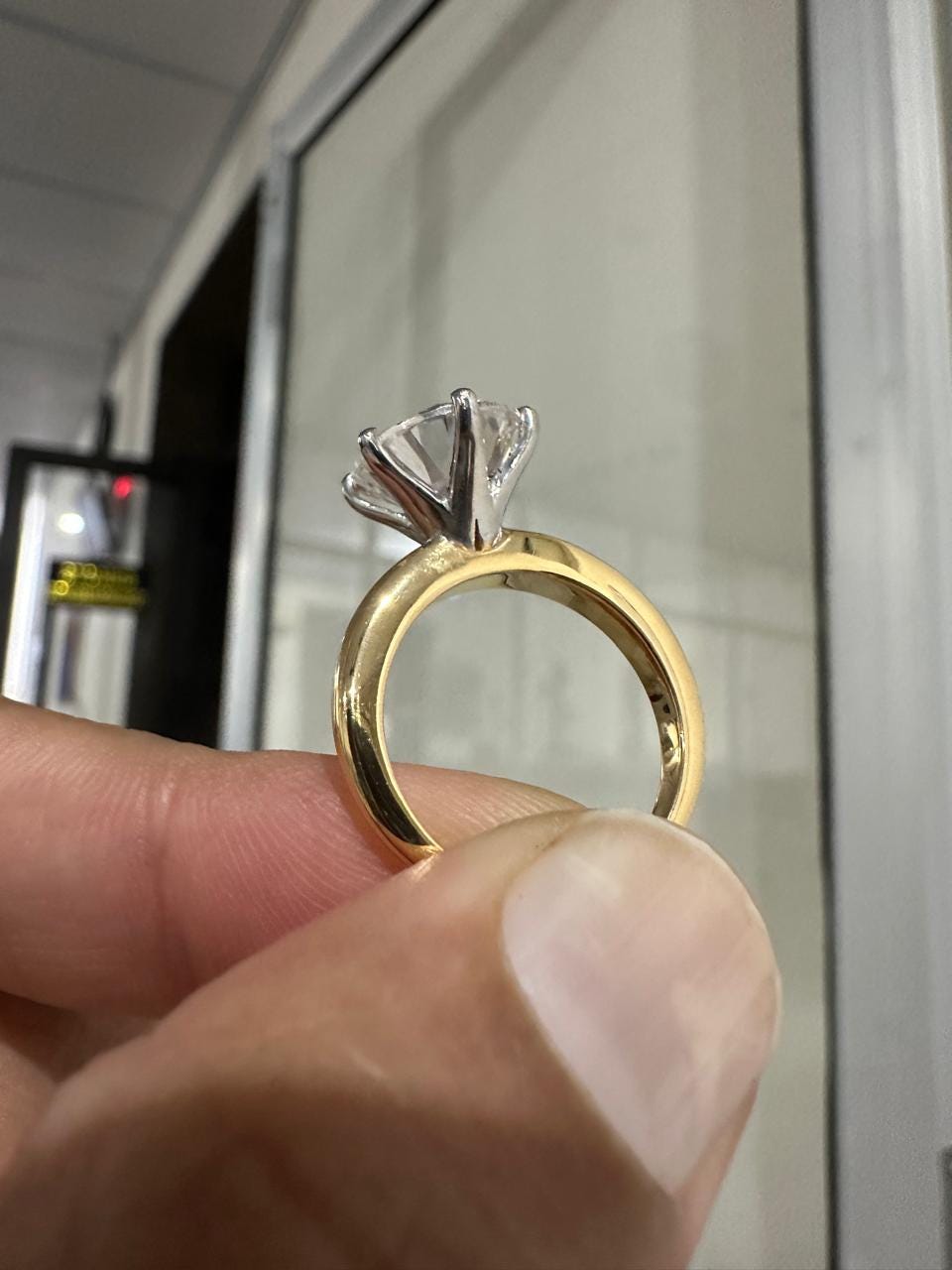 Unique 5 Ct Moissanite Engagement Ring | 14K Yellow Gold Solitaire Ring for her