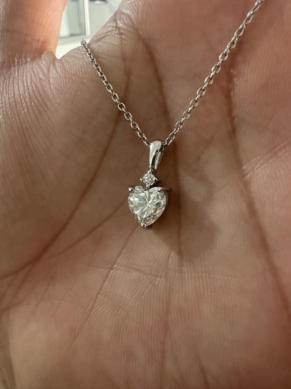 Heart Moissanite Pendant Necklace for women: 925 Sterling Silver, Love Jewelry, Solitaire Pendant