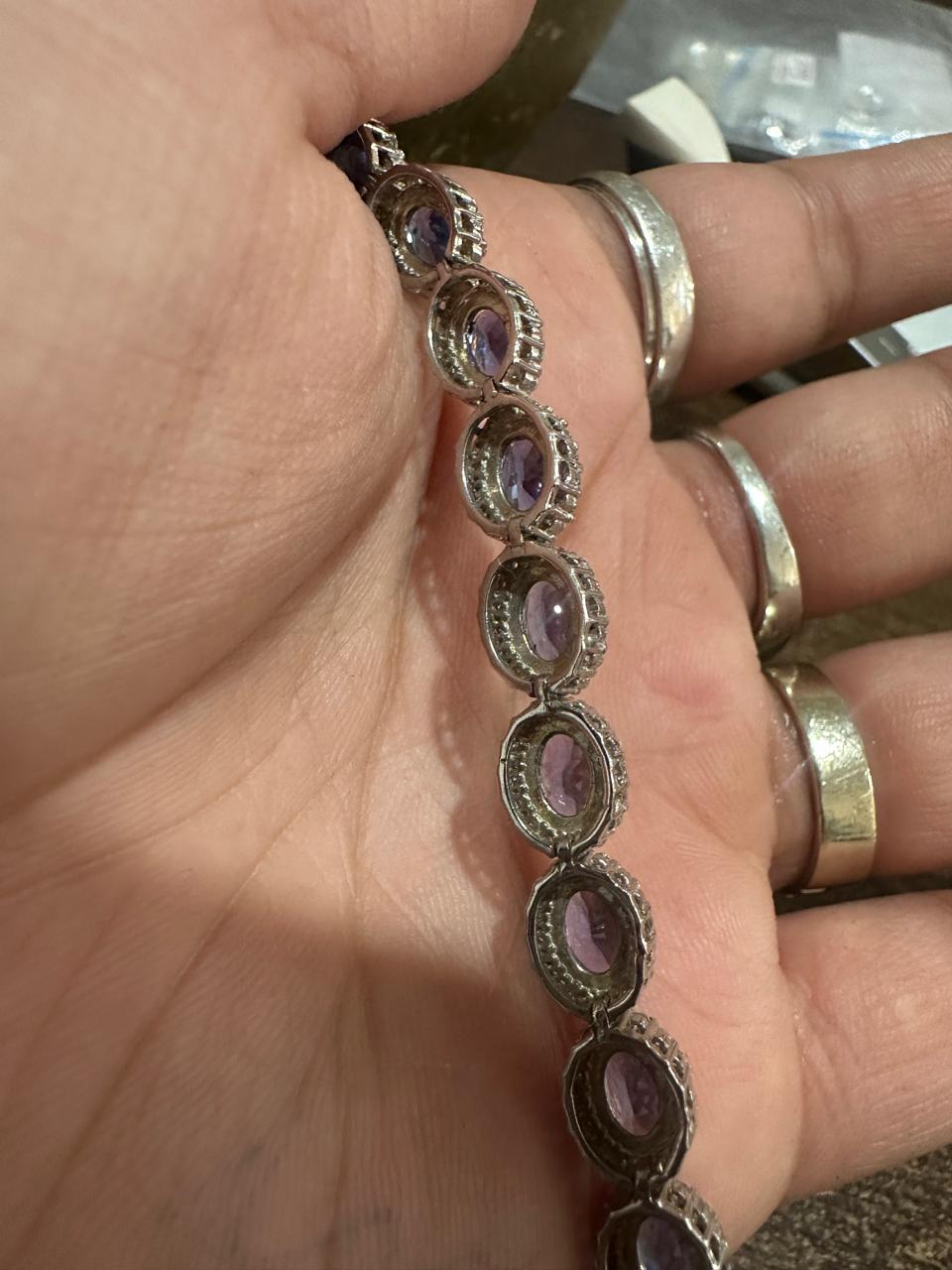 14k Gold Tanzanite Diamond Halo Bracelet | 20 CT Rare Gemstone Jewelry for her