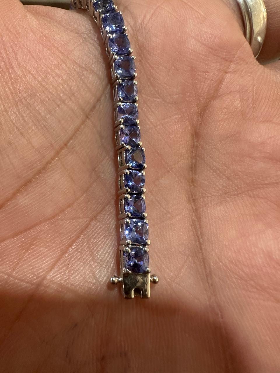 Cushion Shape Tanzanite Tennis Bracelet: 14K White Gold, Anniversary Gift for Him or Her