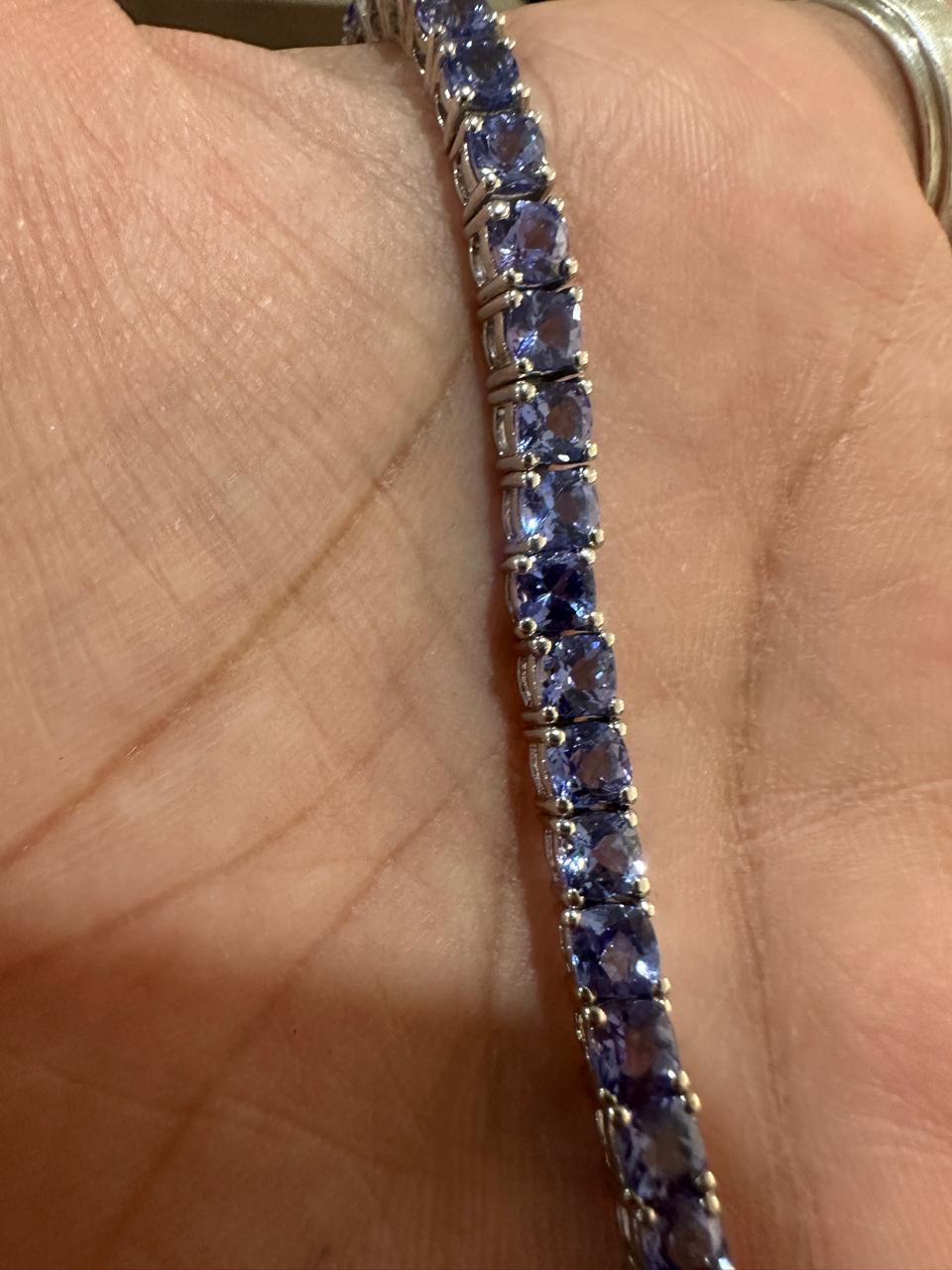 Tanzanite Bracelet for him – Cushion cut violet blue rare gemstone statement jewelry for gift