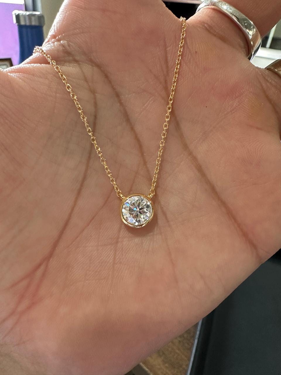 2Ct Moissanite Solitaire Pendant | 14k Gold Vermeil Necklace for women | Anniversary Gift