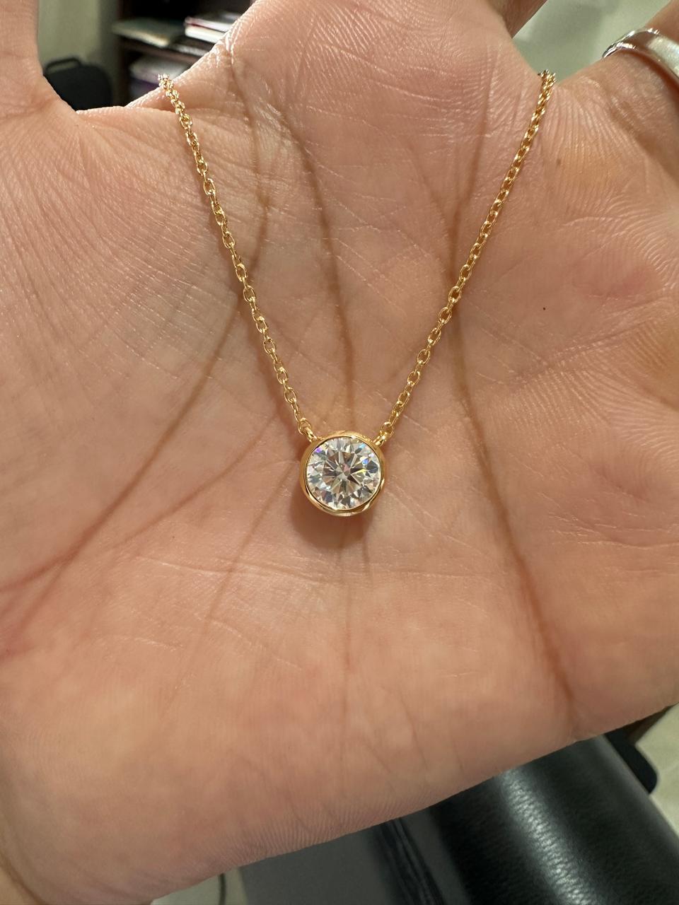 2Ct Moissanite Solitaire Pendant | 14k Gold Vermeil Necklace for women | Anniversary Gift