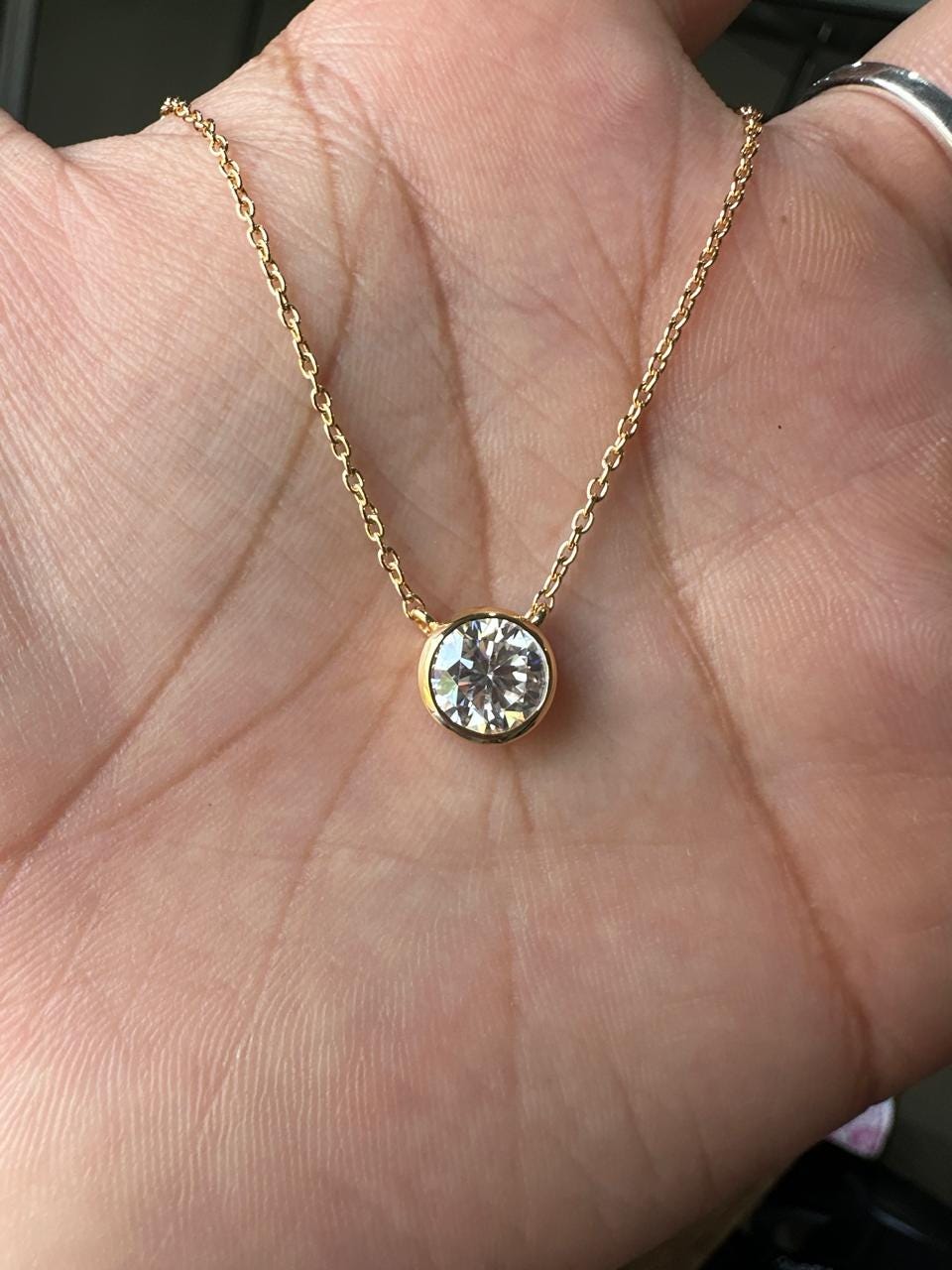 2Ct Moissanite Solitaire Pendant | 14k Gold Vermeil Necklace for women | Anniversary Gift