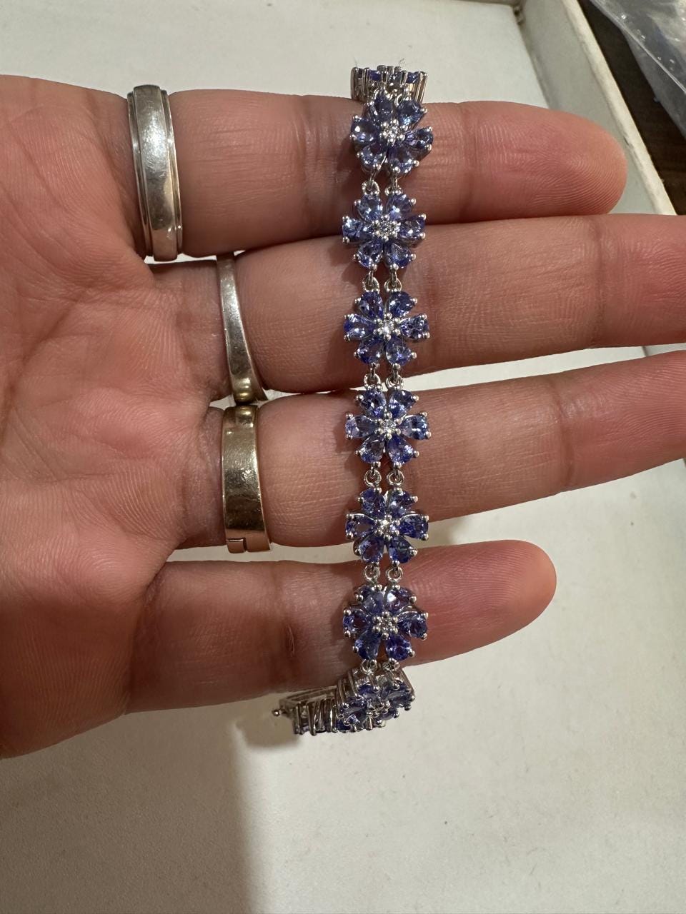 Natural Tanzanite Bracelet for Gift, 925 Sterling Silver, Unique Anniversary Jewelry for her