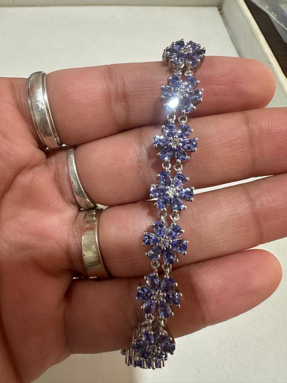 Natural Tanzanite Bracelet for Gift, 925 Sterling Silver, Unique Anniversary Jewelry for her