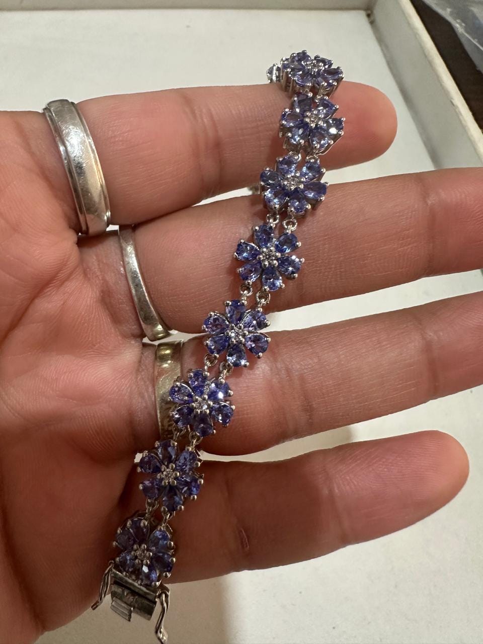 Natural Tanzanite Bracelet for Gift, 925 Sterling Silver, Unique Anniversary Jewelry for her