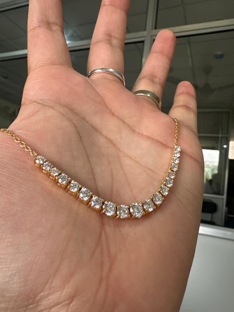 Graduated Moissanite Tennis Necklace | 14K Gold Vermeil, Handset