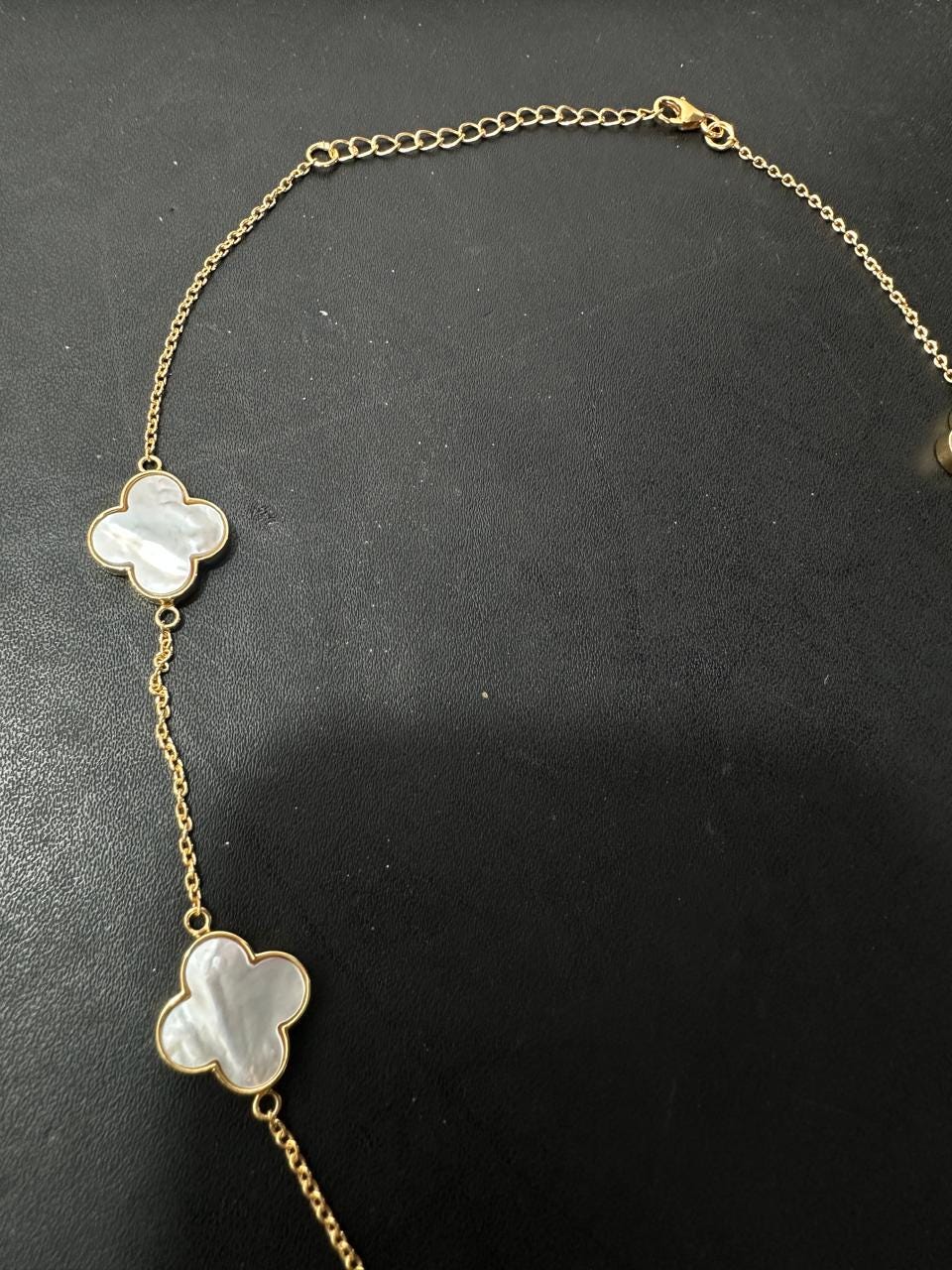 14k Gold Vermeil White Clover Necklace - Minimalist Everyday Necklace