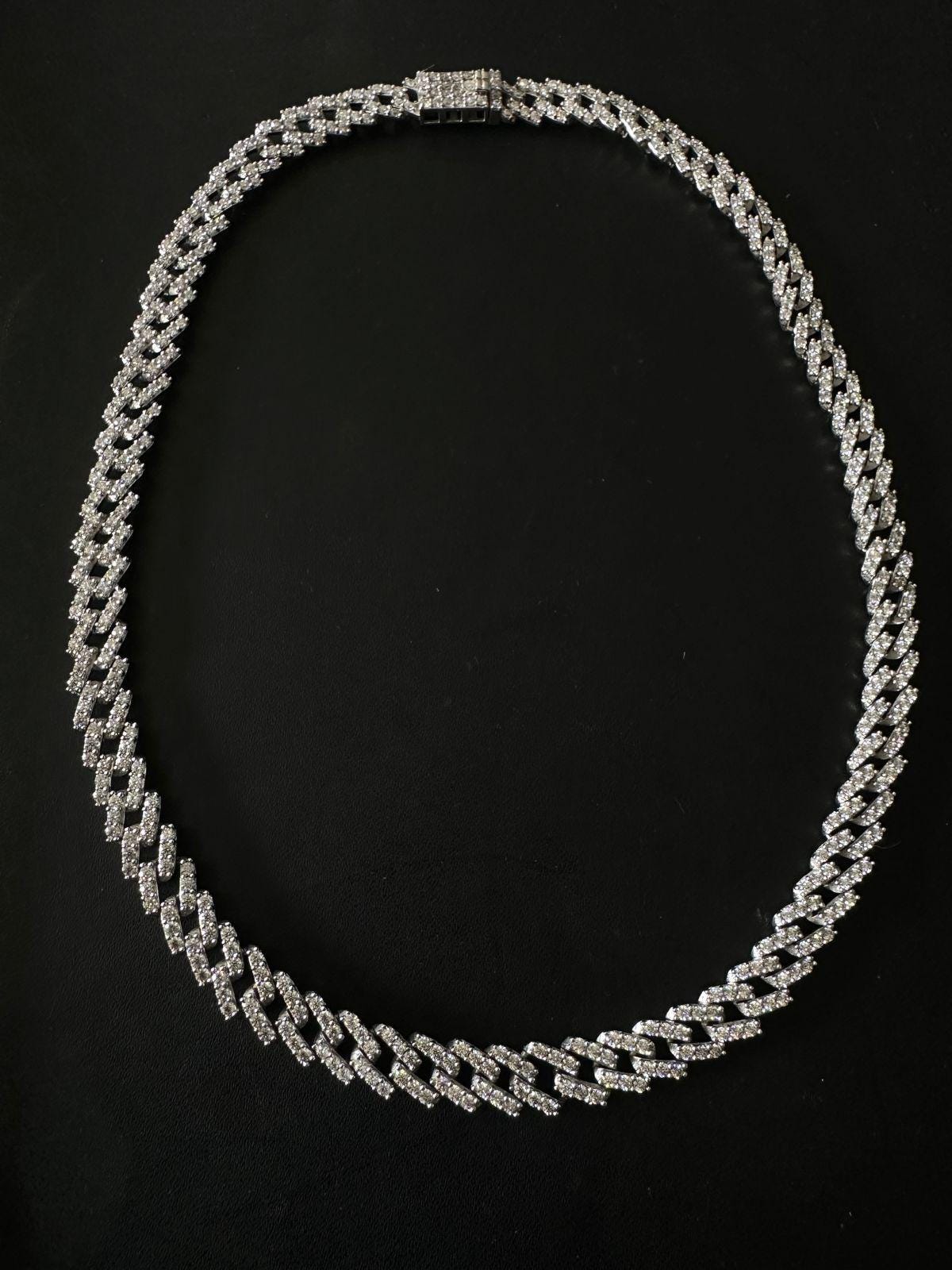 Moissanite Cuban Chain Necklace | Sterling Silver Iced Tennis Link Chain