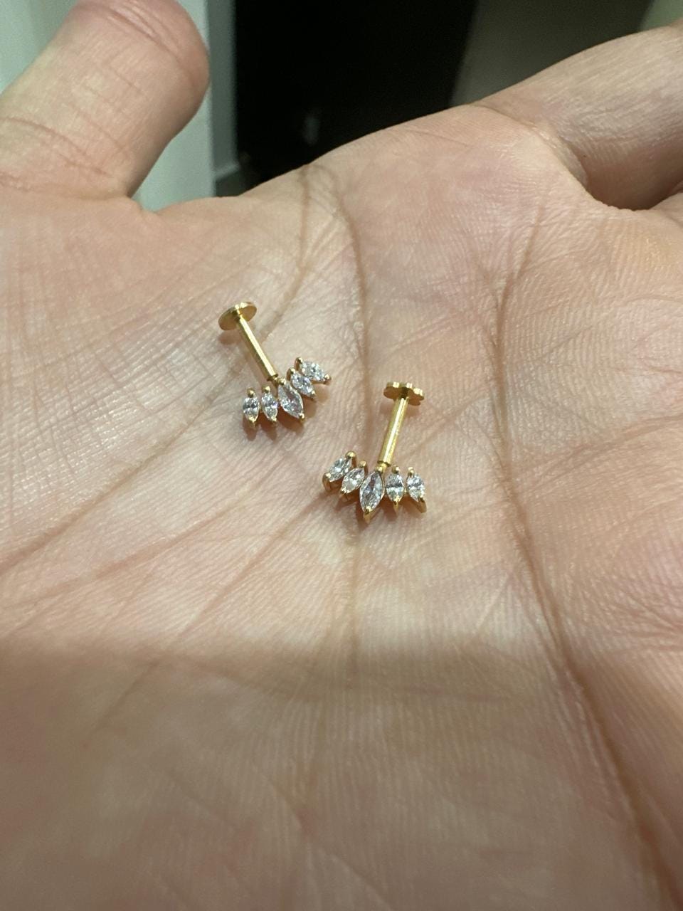 14K Gold Moissanite Stud Earrings | Unique Jewelry for Gift | Birthday Gift