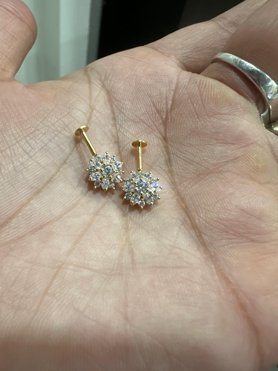 14K Gold Moissanite Earrings | South Screw Lock | Unique Jewelry for Gift