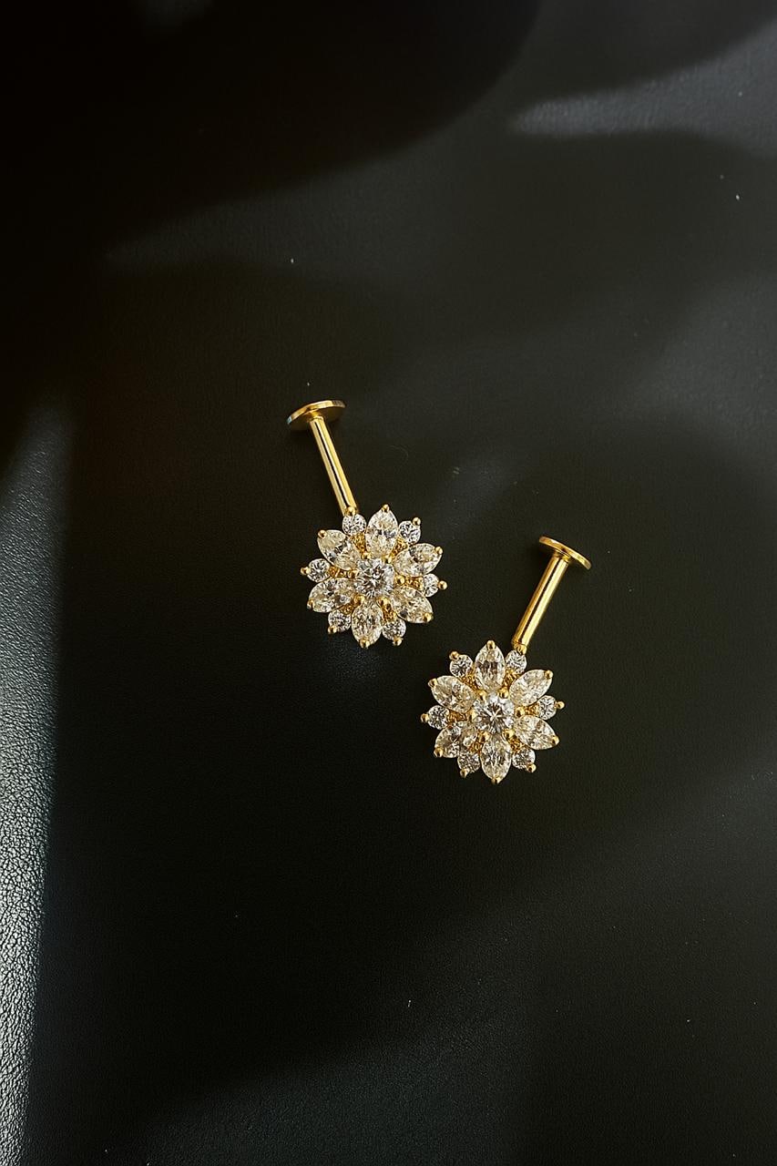 14K Gold Moissanite Earrings | South Screw Lock | Unique Jewelry for Gift