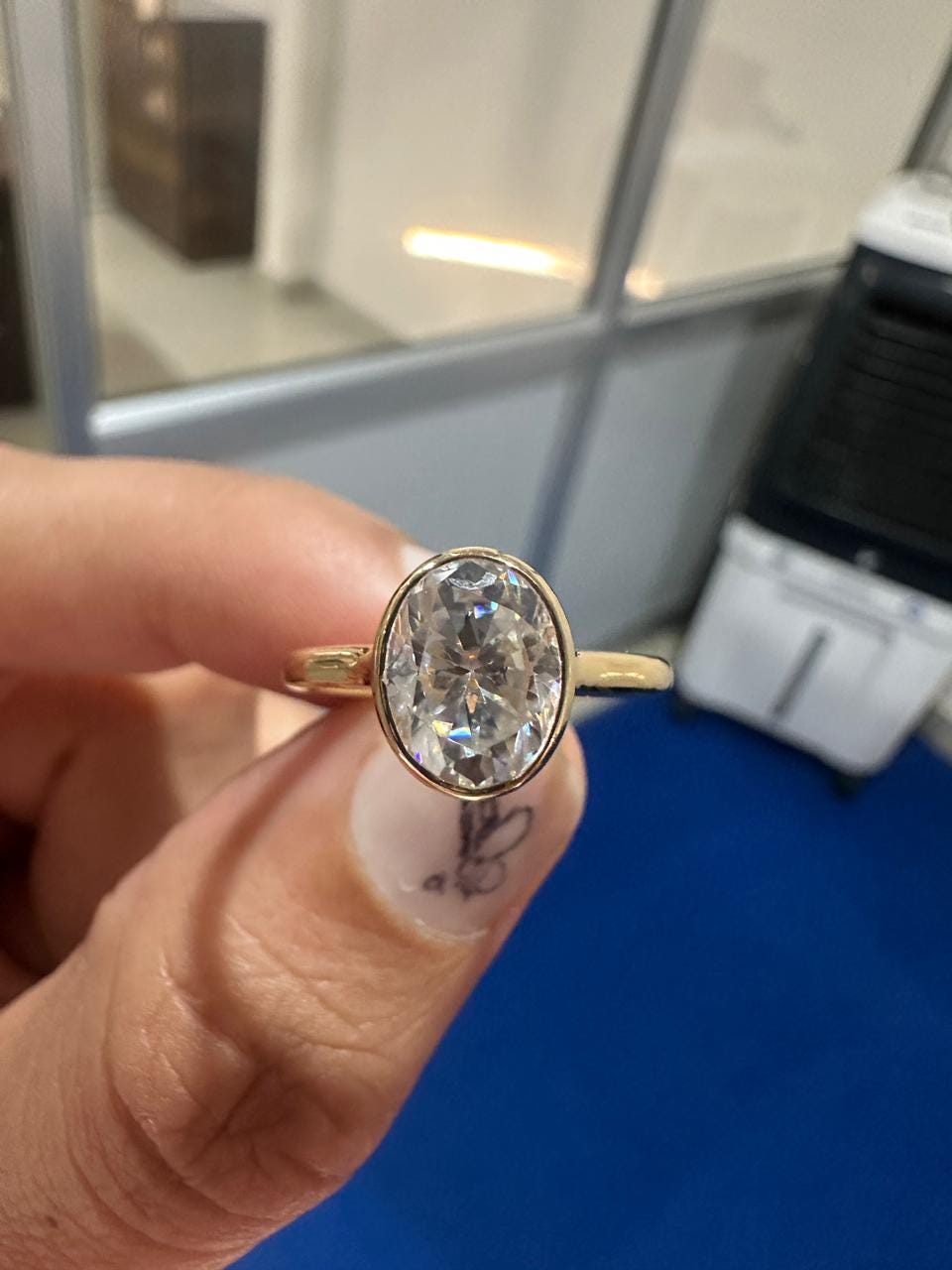 Vintage Moissanite Engagement Ring | Solid 14K Yellow Gold | Unique Anniversary Gift for her