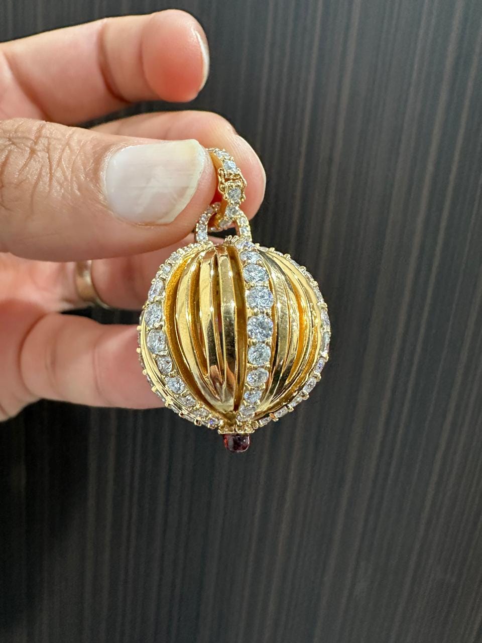 6CT Moissanite Sphere Pendant | 14K Gold Vermeil Hip Hop Jewelry