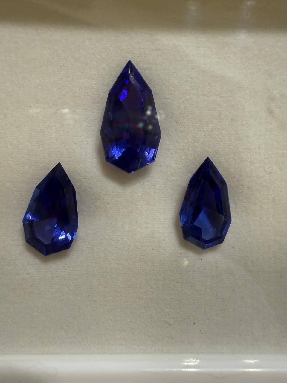Custom Cut Rare Tanzanite Gemstone Set | IGI Certified Loose Trio | 15 CT Natural Tanzanite