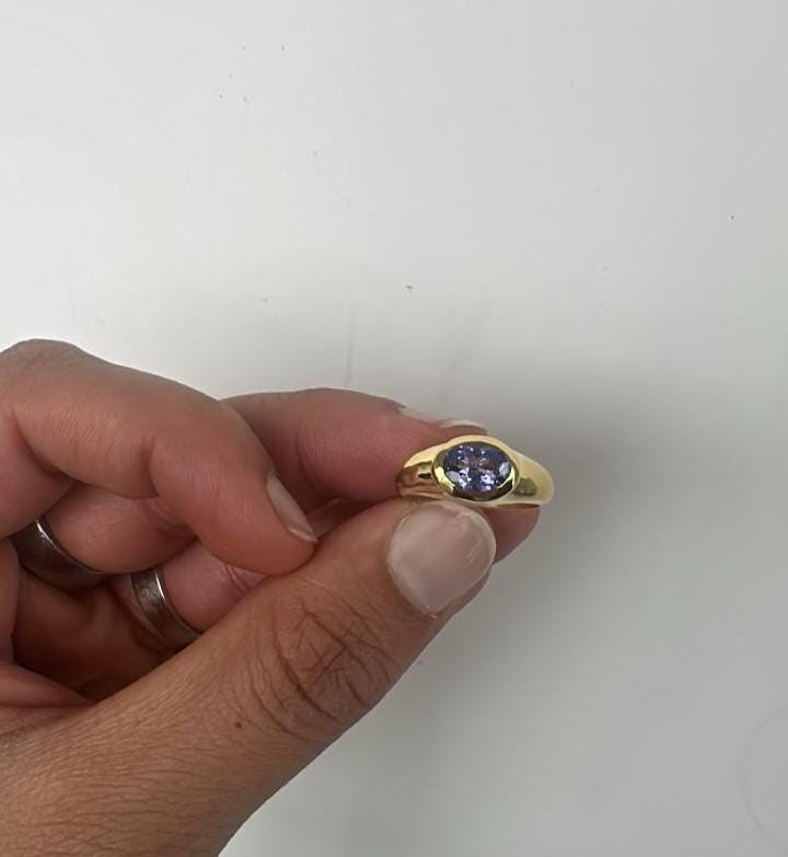 Tanzanite Dome Ring | 14K Yellow Gold, Oval Solitaire