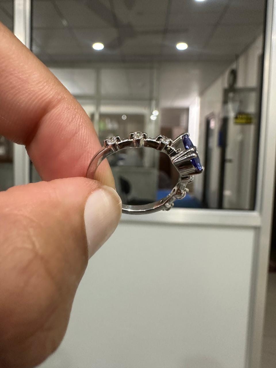 1.5 CT Tanzanite Engagement Ring, 14K White Gold, Minimalist Purple Gemstone Ring