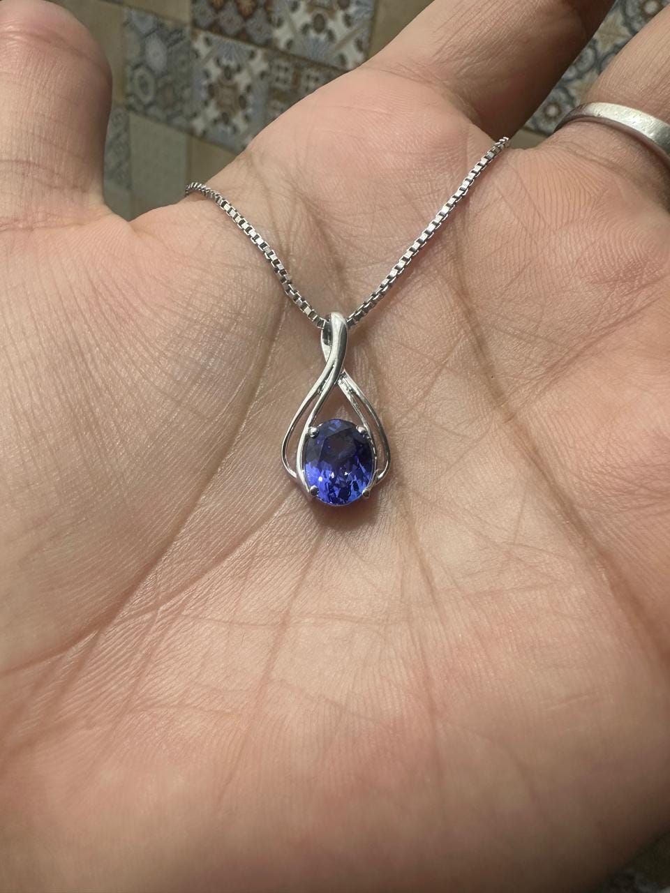 Tanzanite Infinity Pendant | 2 CT Oval shape Rare Gemstone Statement Necklace, 14k Gold Luxury Jewelry