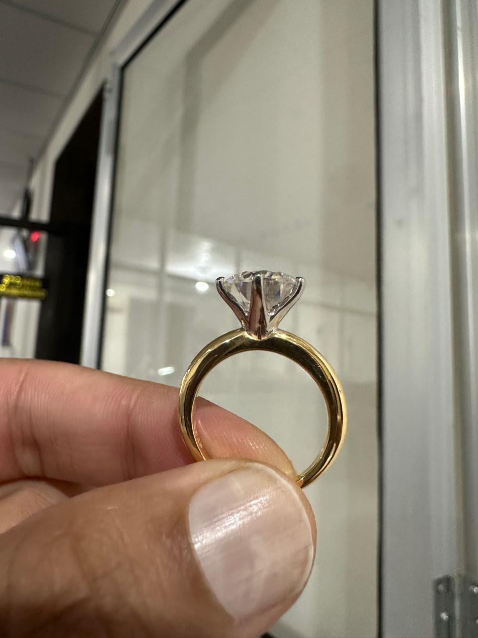 Unique 5 Ct Moissanite Engagement Ring | 14K Yellow Gold Solitaire Ring for her