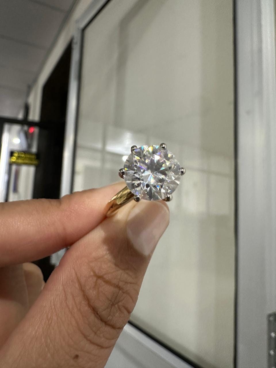Unique 5 Ct Moissanite Engagement Ring | 14K Yellow Gold Solitaire Ring for her