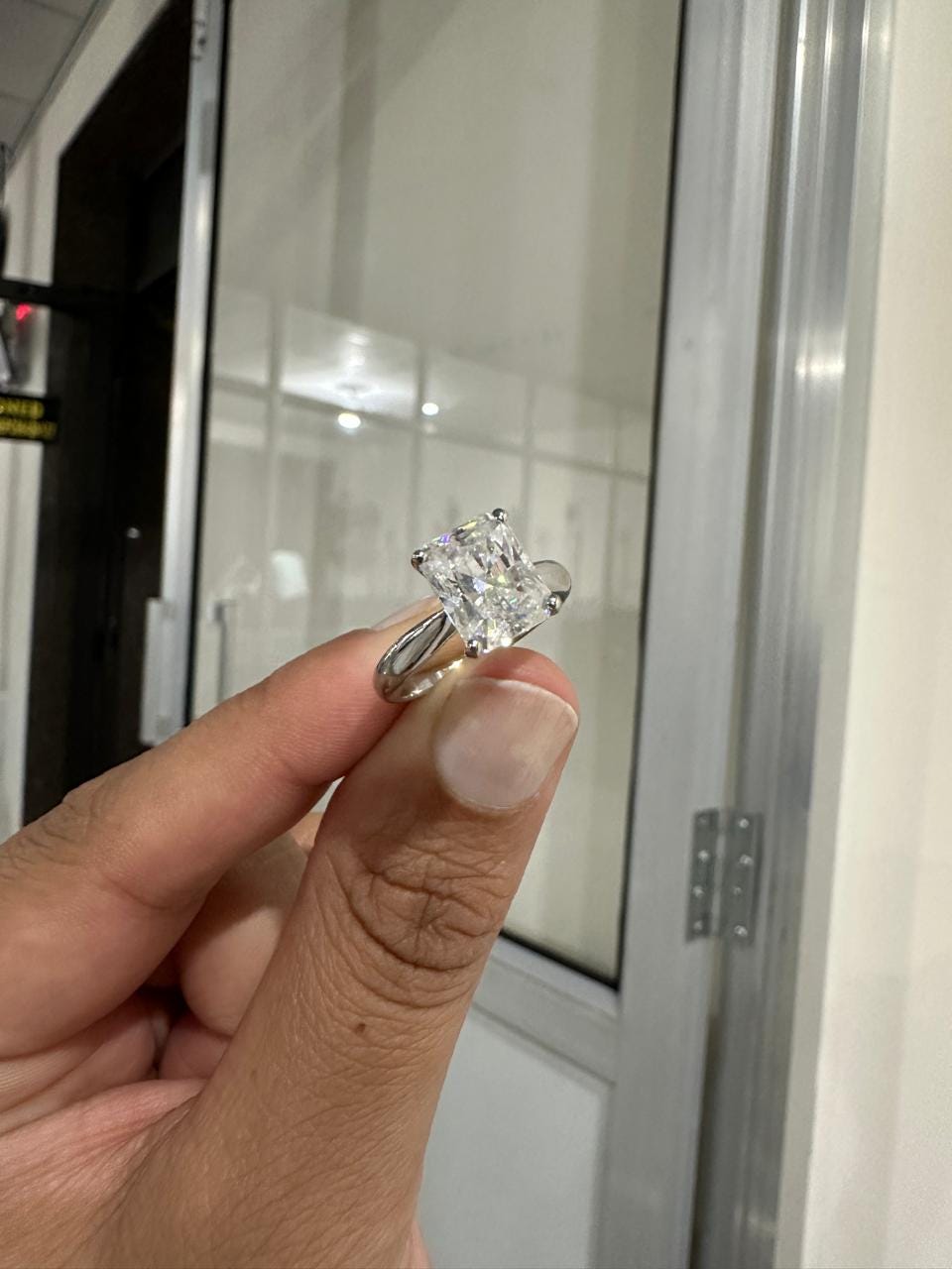 3 CT Radiant cut Moissanite Engagement Ring 14k White Gold Luxury Gift for her