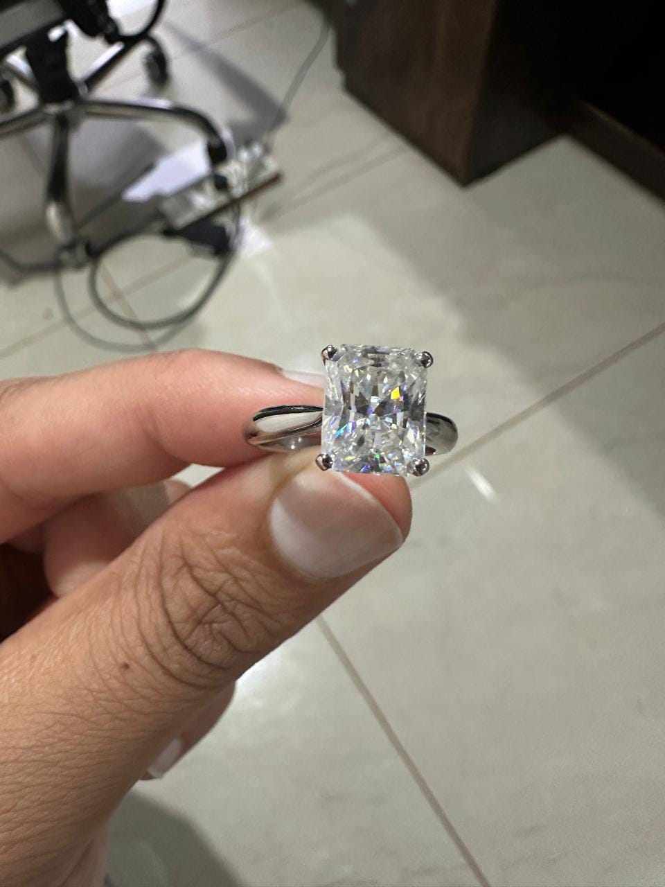 3 CT Radiant cut Moissanite Engagement Ring 14k White Gold Luxury Gift for her