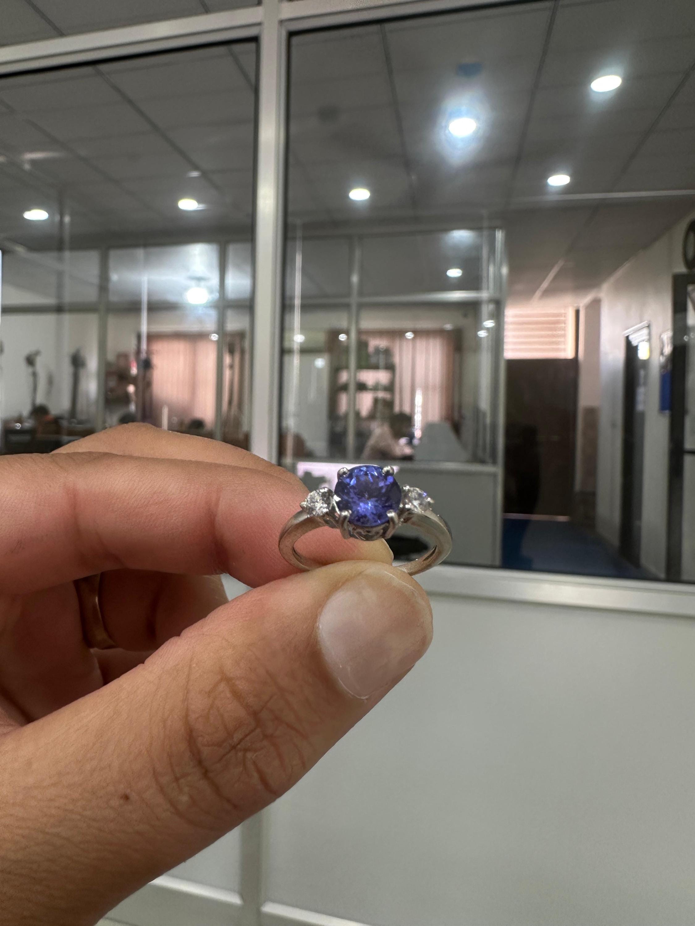 14k Gold Tanzanite Diamond Engagement Ring - First Anniversary Gift for wife