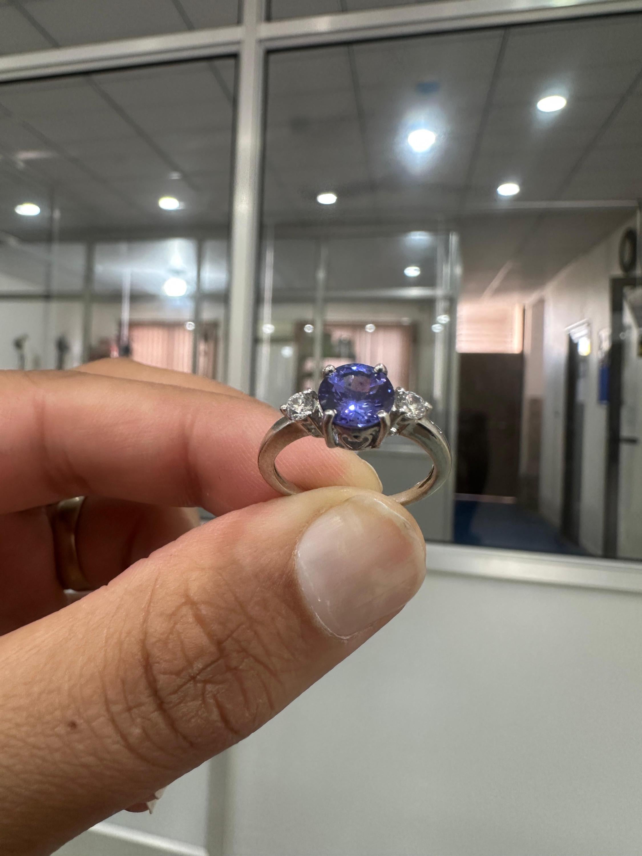 14k Gold Tanzanite Diamond Engagement Ring - First Anniversary Gift for wife