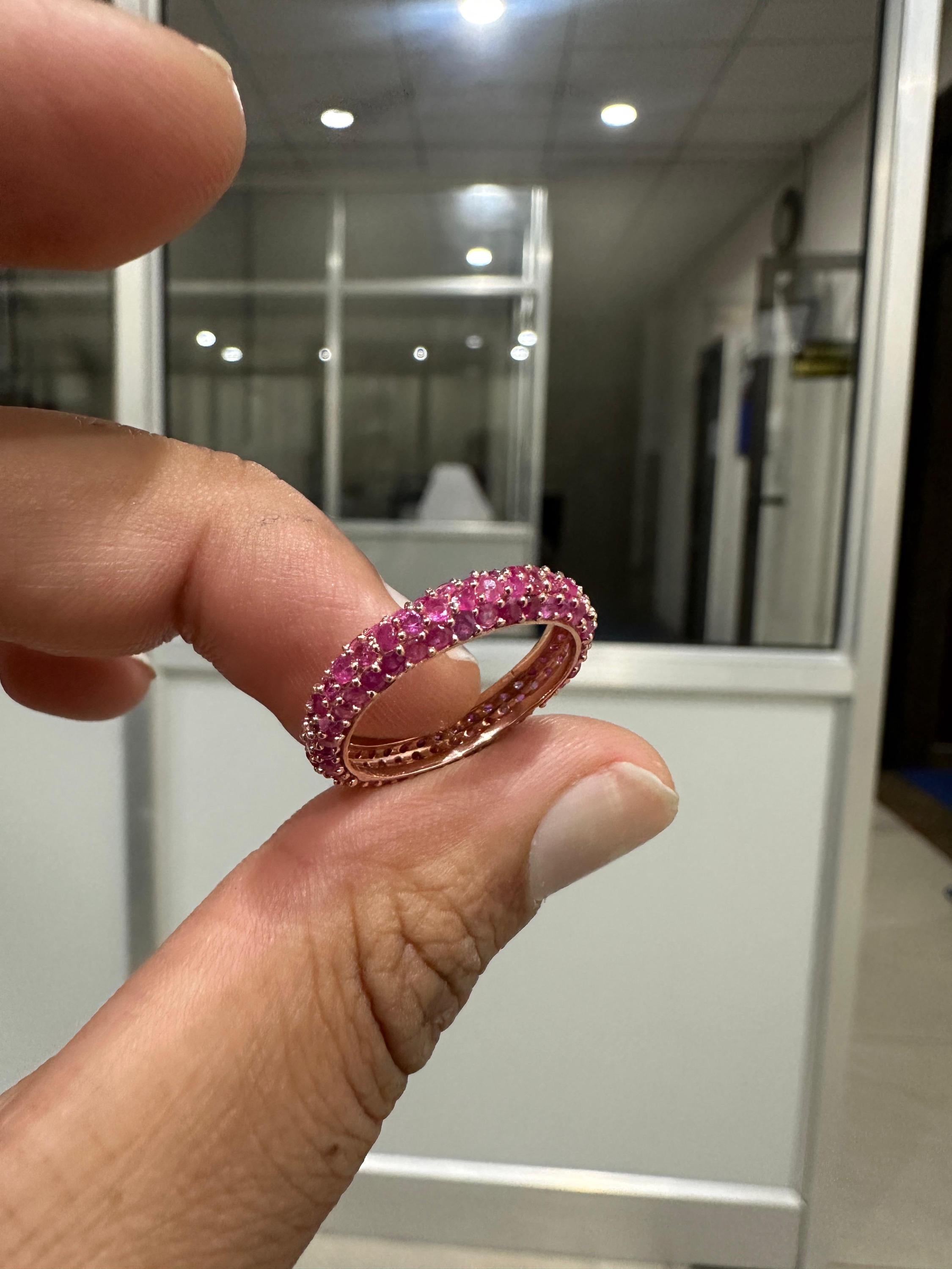 Natural Ruby 14K Gold Eternity Band | July Birthstone Ring