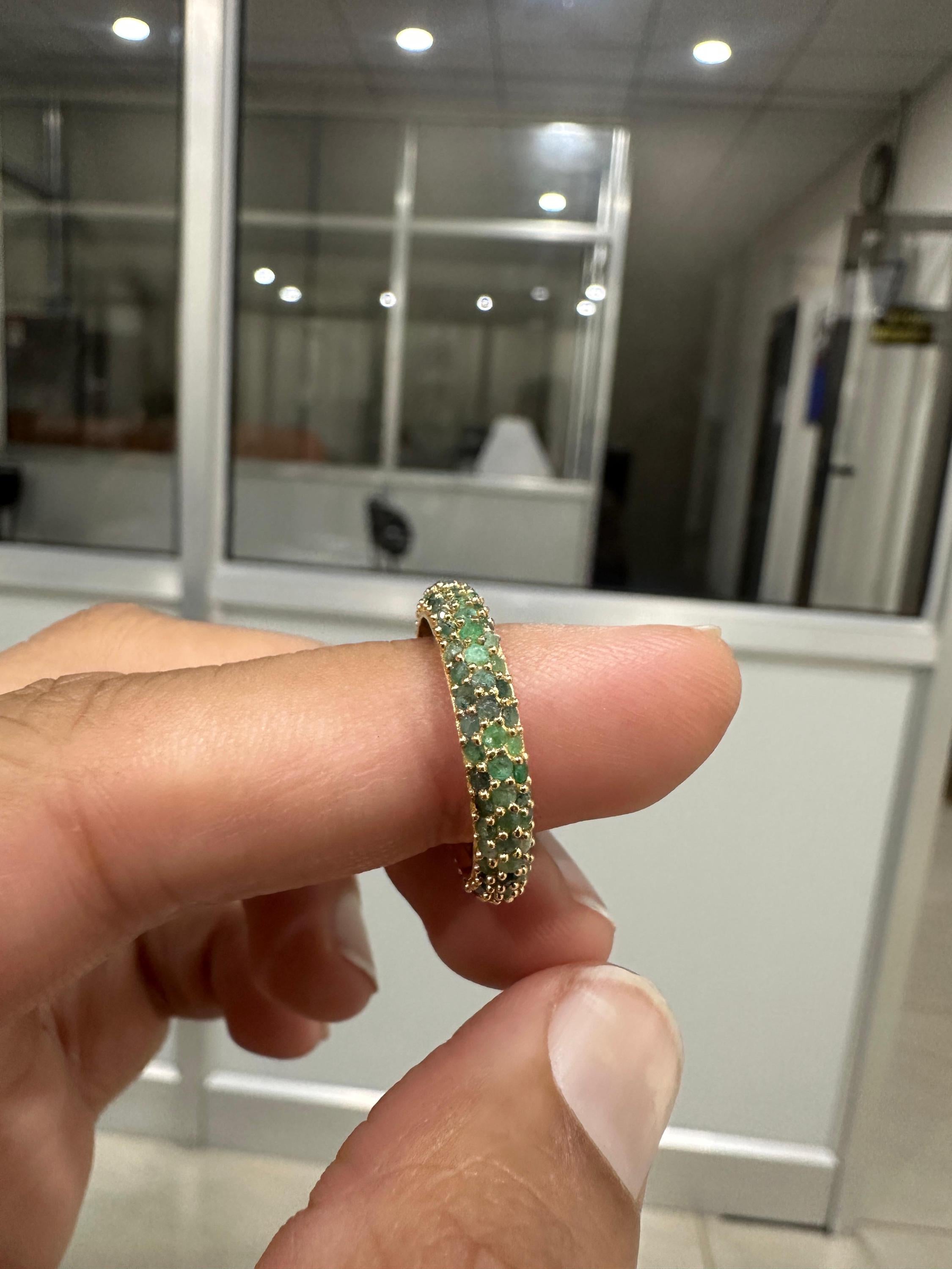 Natural Emerald Eternity Band | 14K Gold Ring, May Birthstone