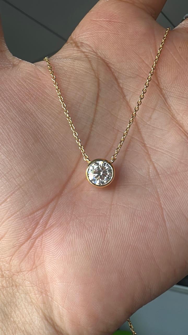 2Ct Moissanite Solitaire Pendant | 14k Gold Vermeil Necklace for women | Anniversary Gift