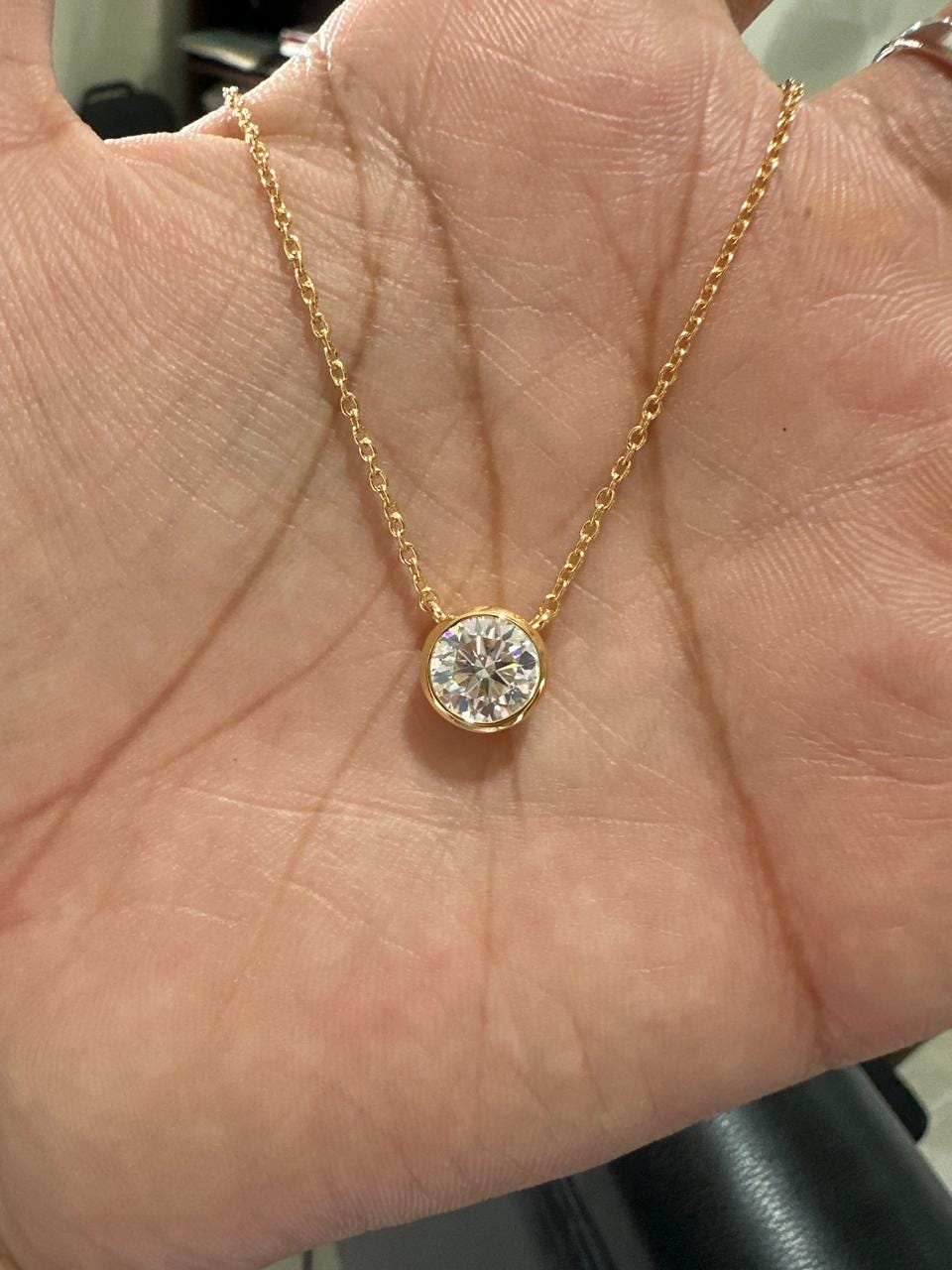 2Ct Moissanite Solitaire Pendant | 14k Gold Vermeil Necklace for women | Anniversary Gift