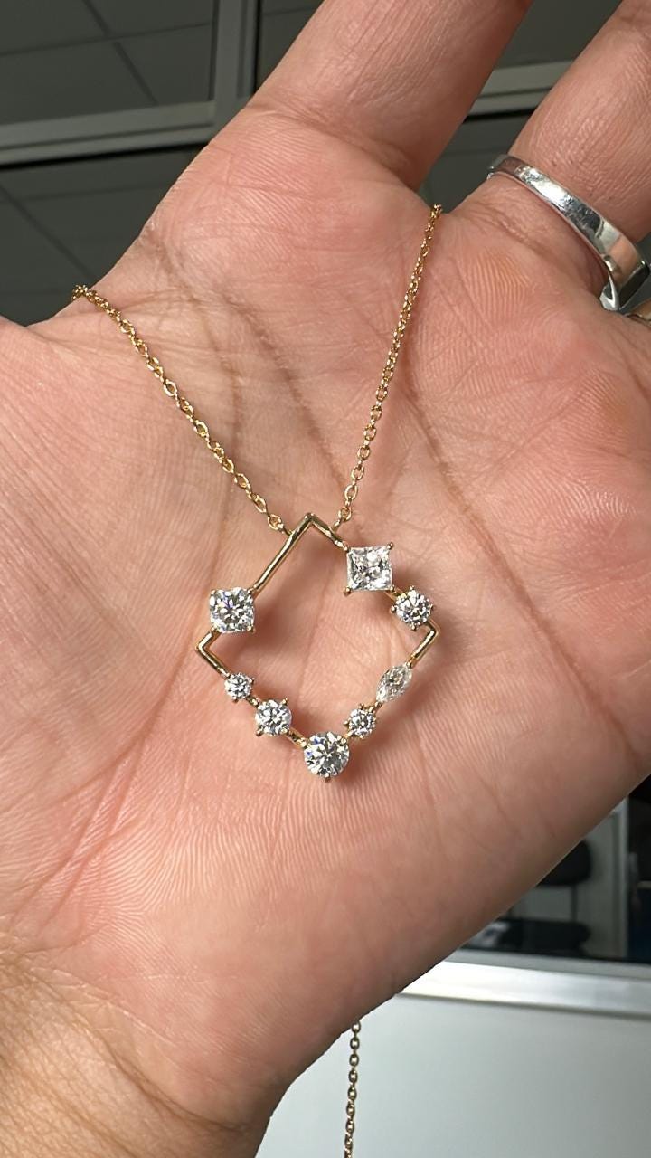 Unique Moissanite Pendant Necklace: Multi Shape Diamond Pendant for gift