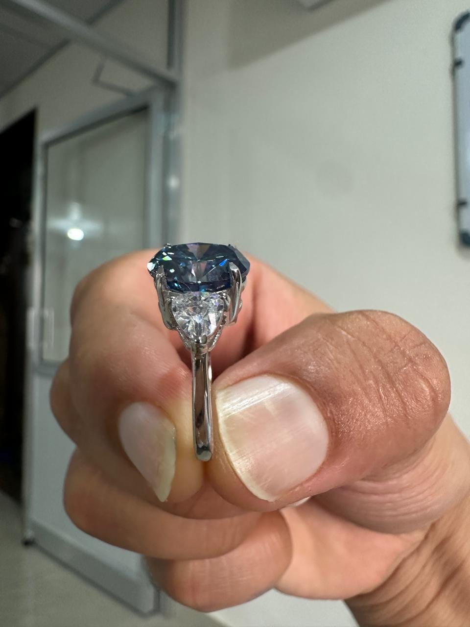 14K Gold Alexandrite Engagement Ring | 4 CT Moissanite Three Stone ring, Gift for her