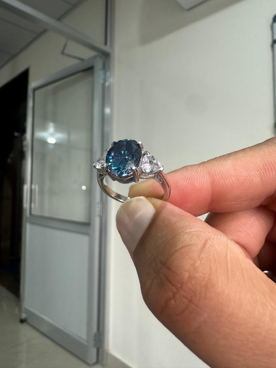 14K Gold Alexandrite Engagement Ring | 4 CT Moissanite Three Stone ring, Gift for her