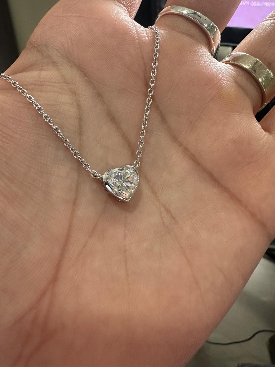 Heart Moissanite Solitaire Pendant | 3CT Diamond Alternative Gemstone Jewelry for her