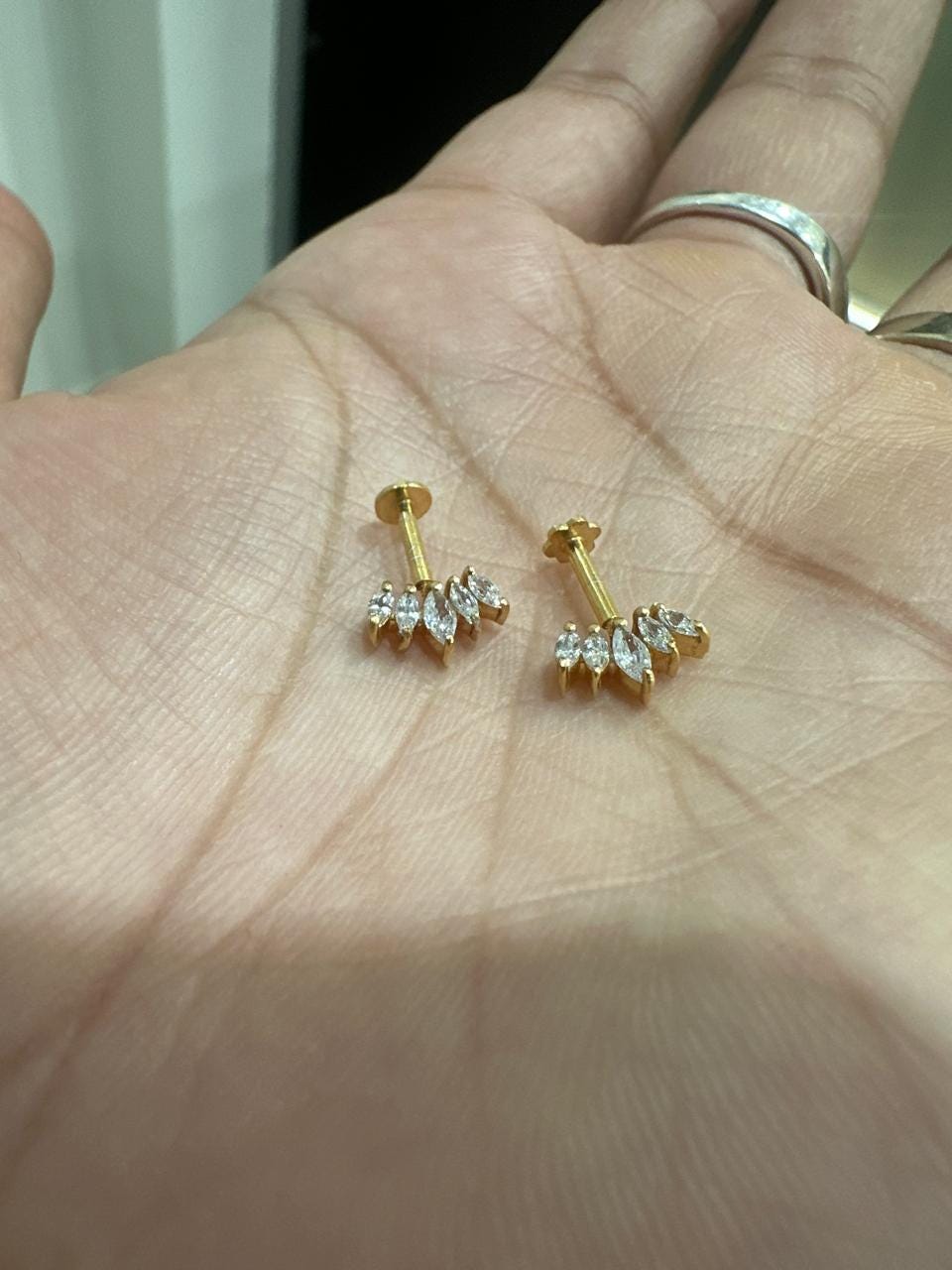14K Gold Moissanite Stud Earrings | Unique Jewelry for Gift | Birthday Gift