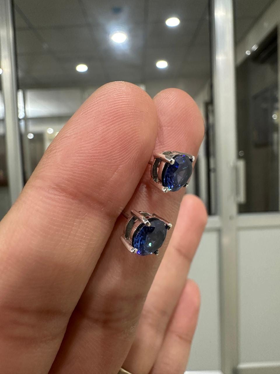 2CT Sapphire Stud Earrings | 14K White Gold, Anniversary Gift for her