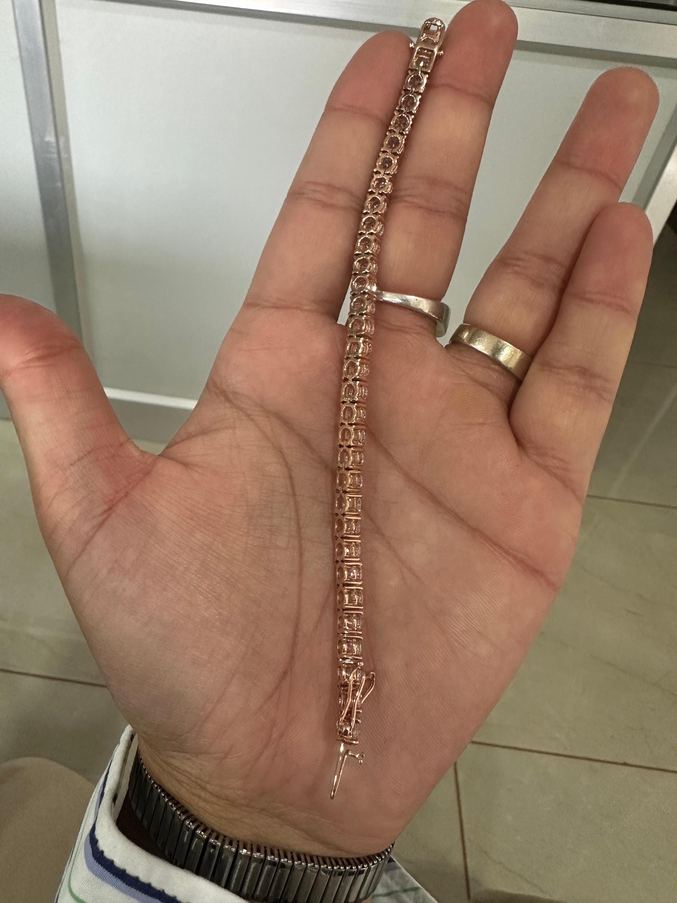 14K Rose Gold Moissanite Tennis Bracelet | Luxury Bracelet for Gift