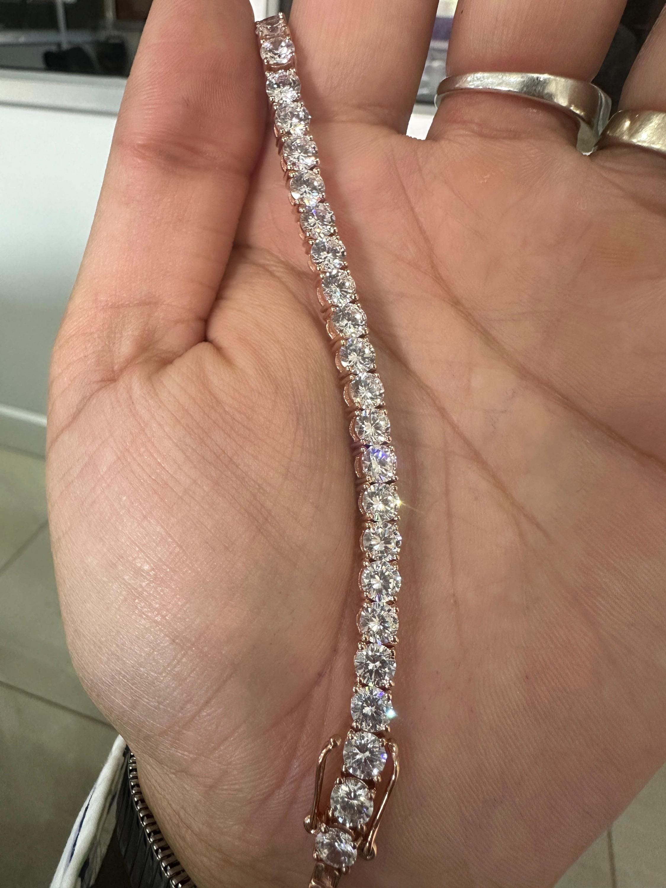 14K Rose Gold Moissanite Tennis Bracelet | Luxury Bracelet for Gift