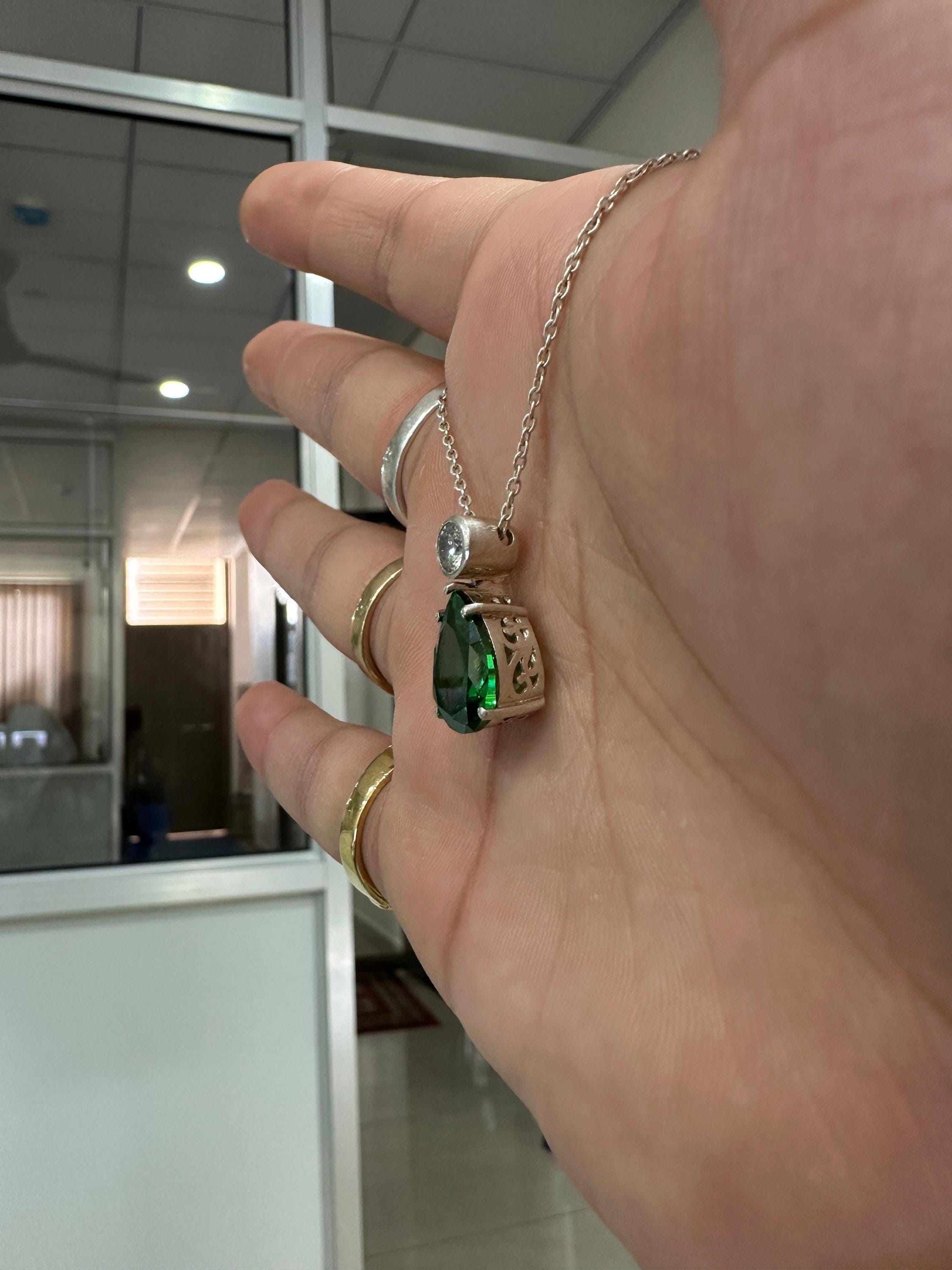 Pear Teardrop Emerald Pendant | Unique 6 CT Heirloom Jewelry for her