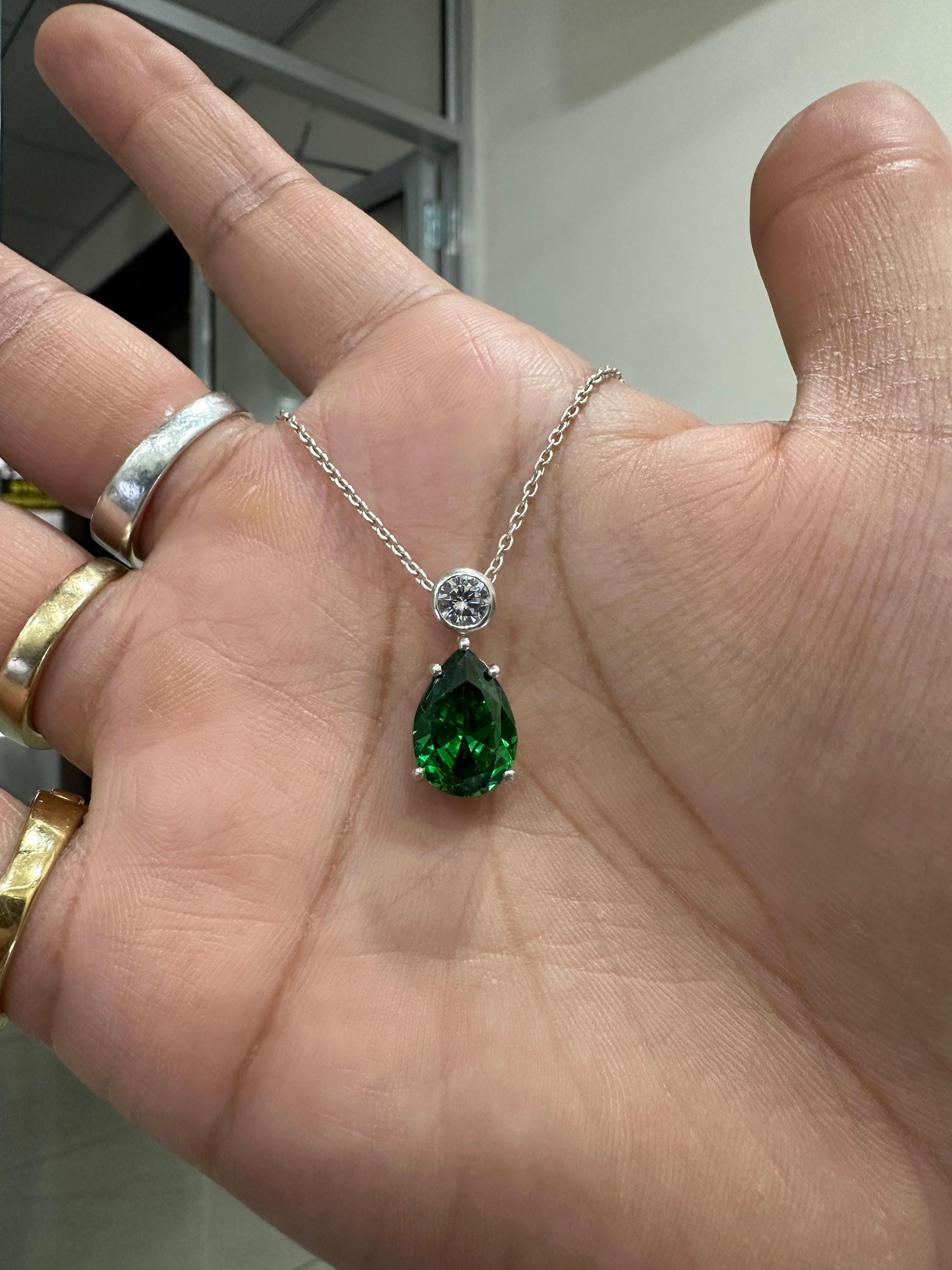 Pear Teardrop Emerald Pendant | Unique 6 CT Heirloom Jewelry for her