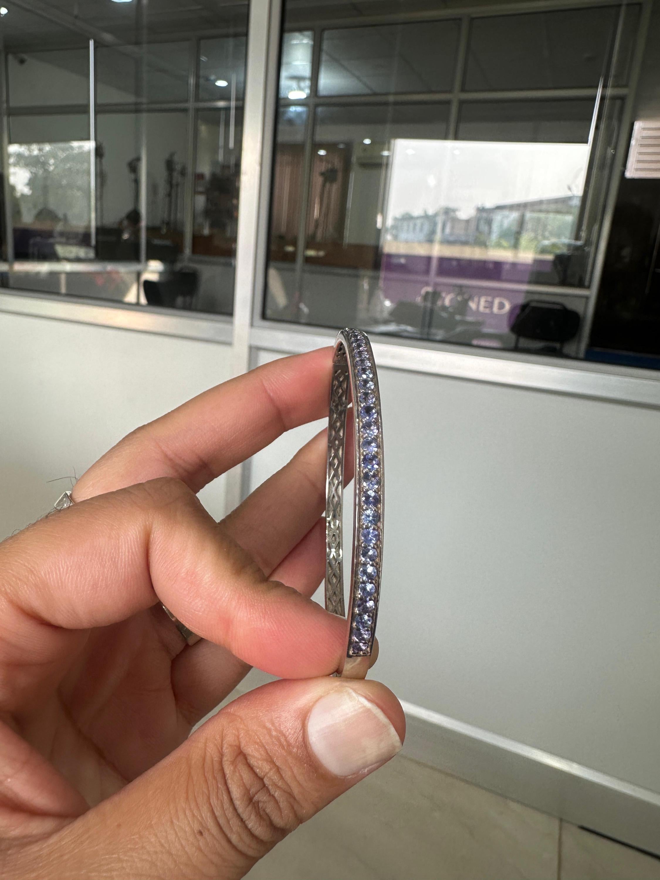 Tanzanite Cuff Bracelet, 925 Sterling Silver, December Birthstone Jewelry, Gift for Her