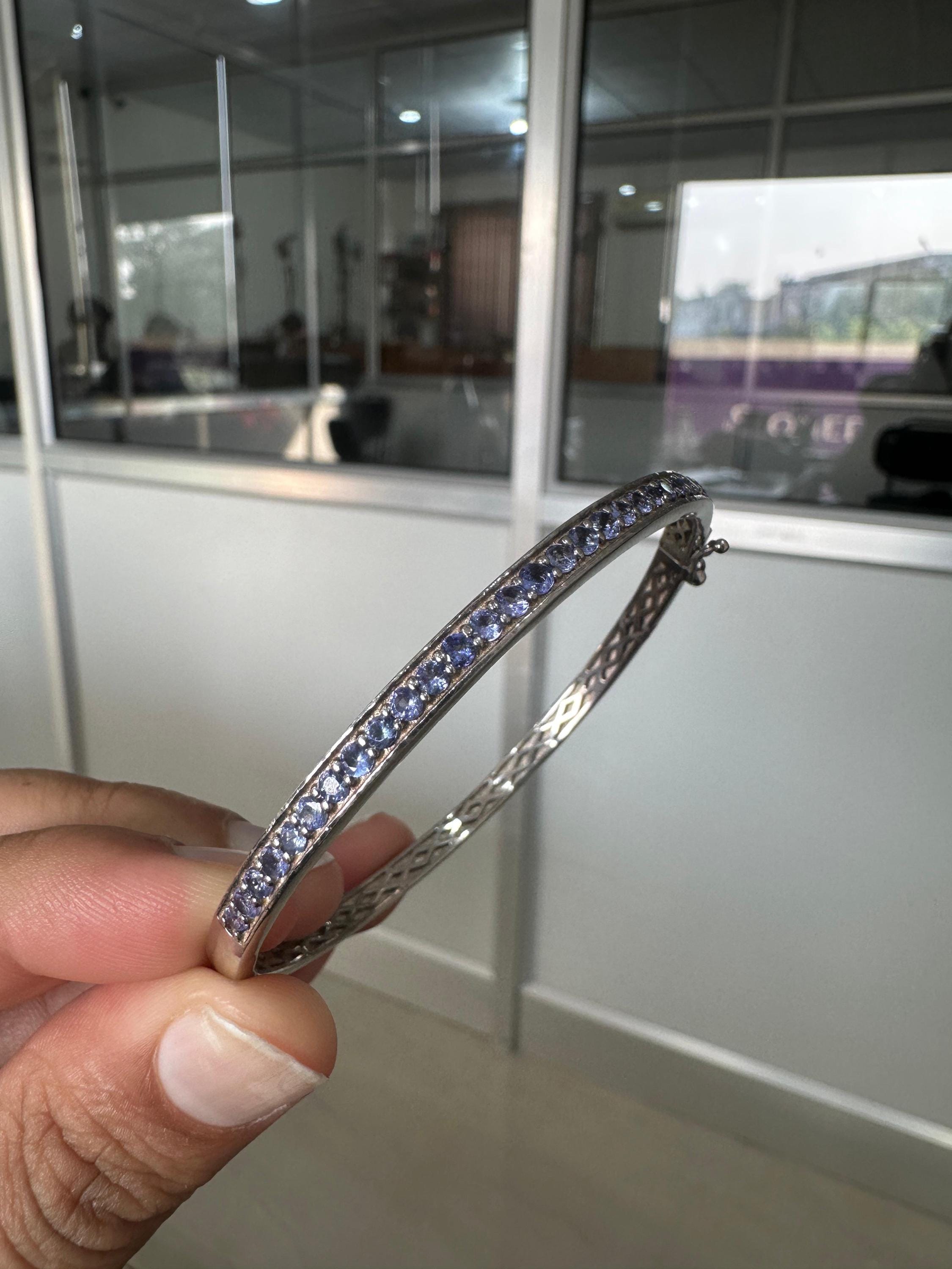 Tanzanite Cuff Bracelet, 925 Sterling Silver, December Birthstone Jewelry, Gift for Her