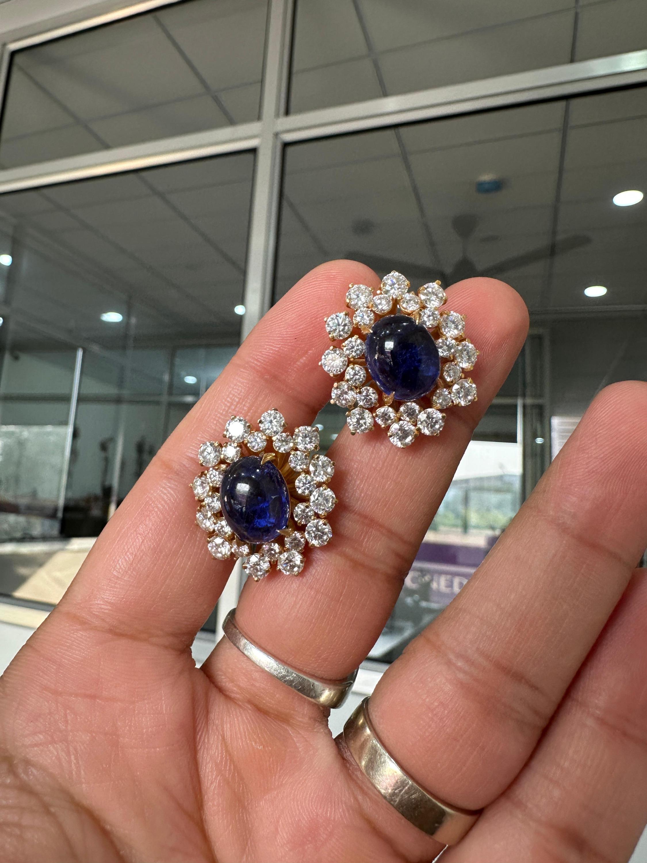 Blue Sapphire Diamond Earrings | 14K Gold Plated | Statement Jewelry Gift for her