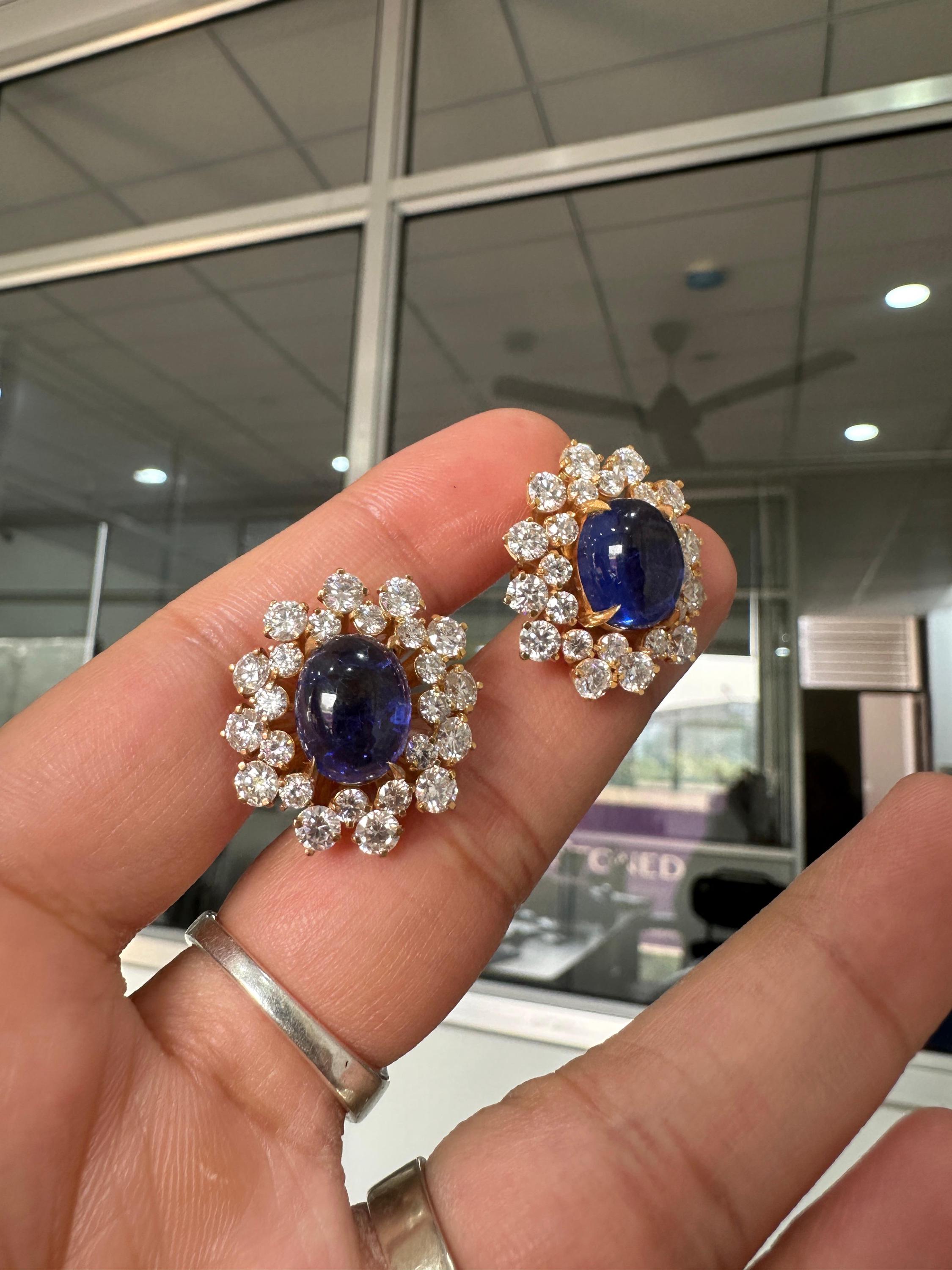 Blue Sapphire Diamond Earrings | 14K Gold Plated | Statement Jewelry Gift for her