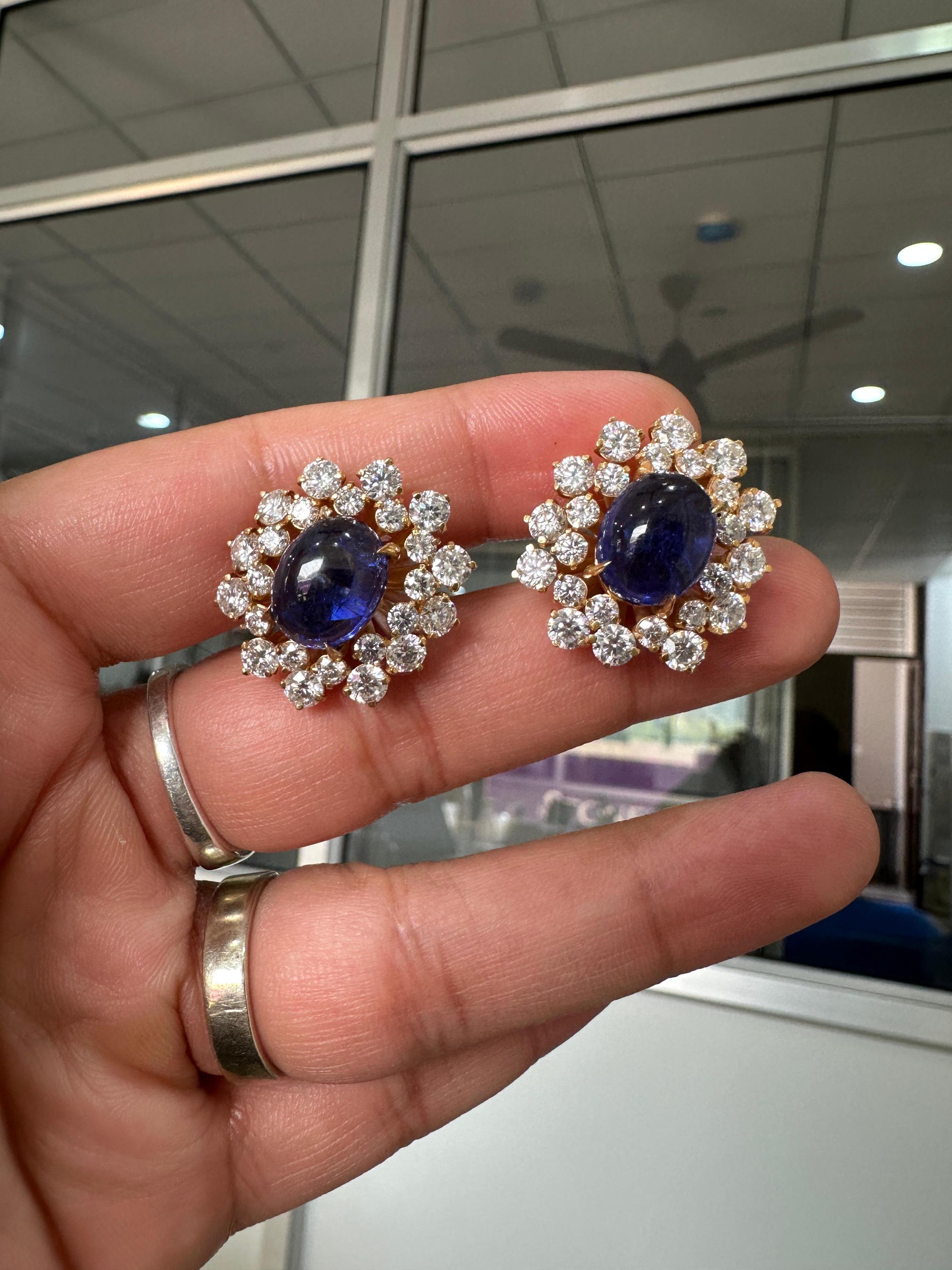 Blue Sapphire Diamond Earrings | 14K Gold Plated | Statement Jewelry Gift for her