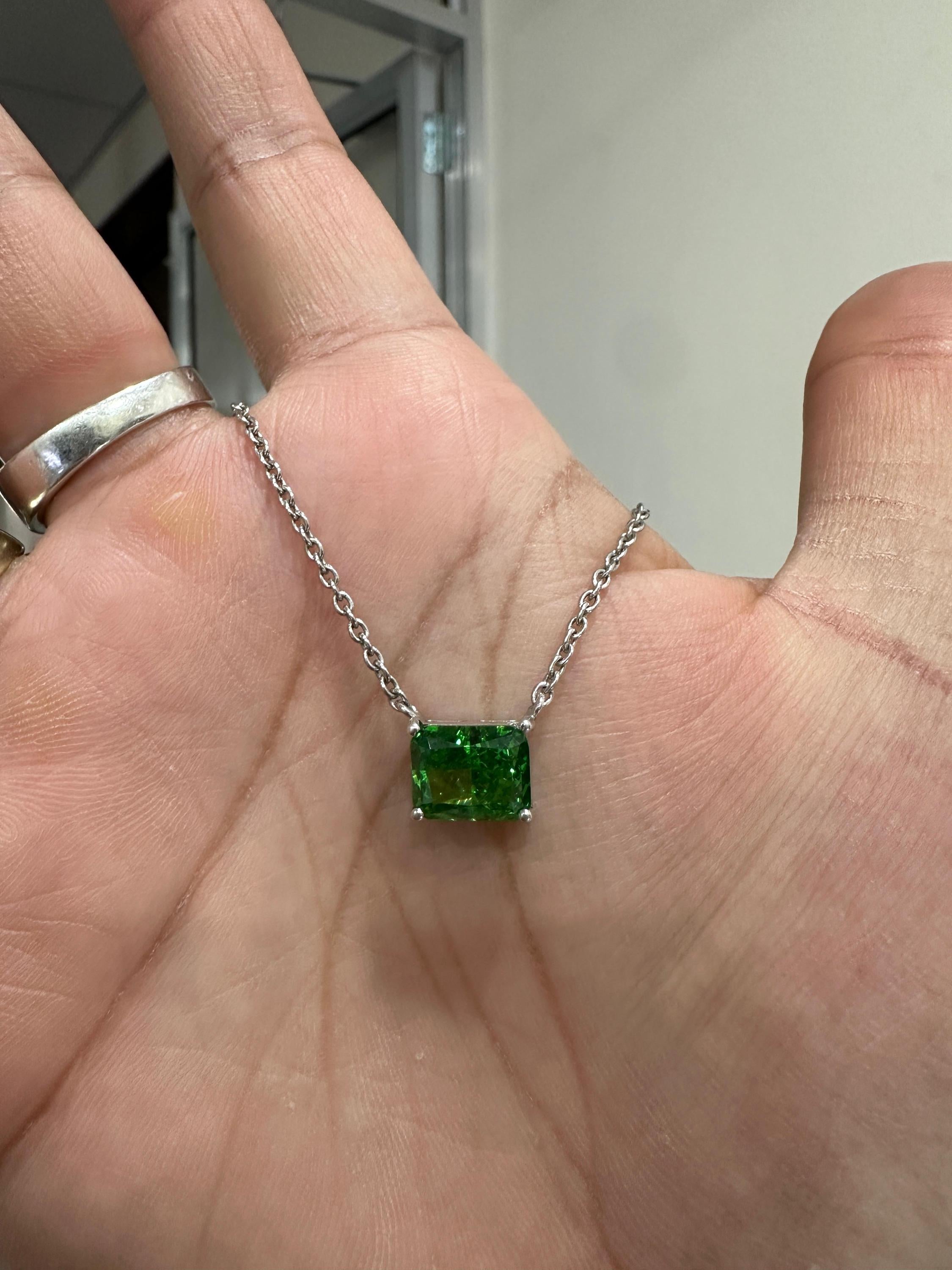 4 CT Zambian Emerald Pendant Necklace | 925 Sterling Silver | Gift for him her
